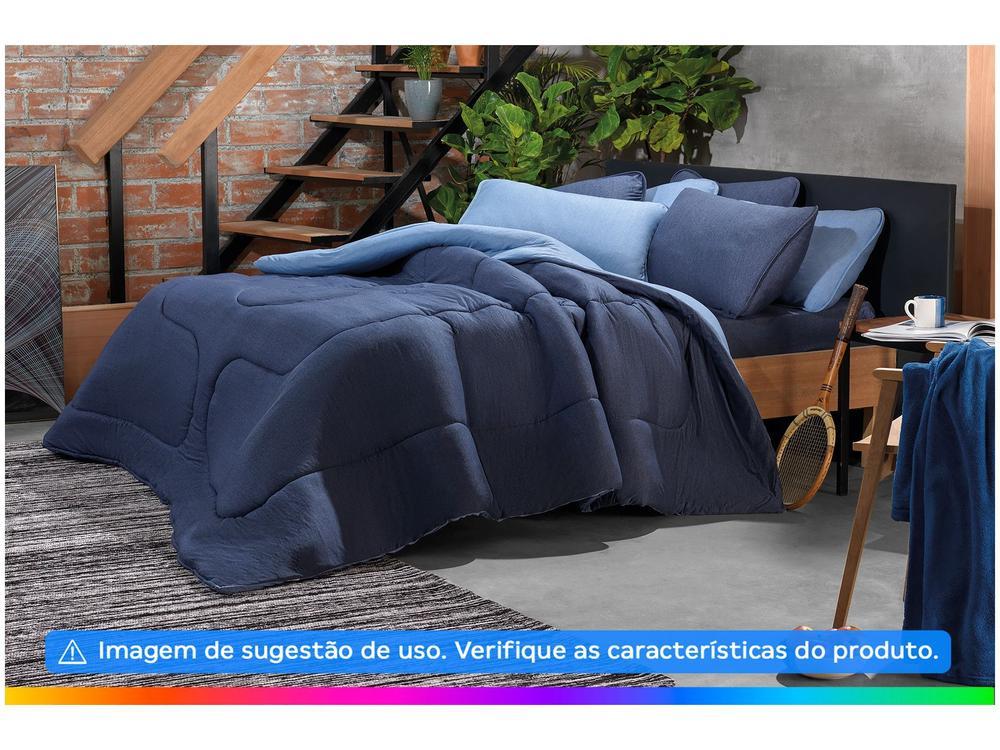 Jogo de Cama Casal Atlântica Mescla Urban Azul Escuro 3 Peças - 4