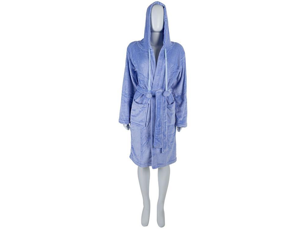 Roupão de Inverno de Microfibra Atlântica Pompom Violeta com Capuz - 1