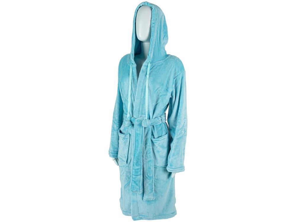 Roupão de Inverno de Microfibra Atlântica Pompom Verde com Capuz - 3