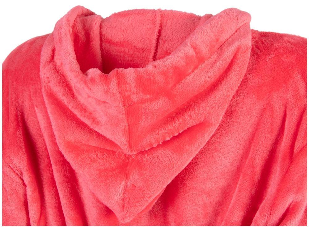 Roupão de Inverno de Microfibra Atlântica Pompom Framboesa com Capuz - 5