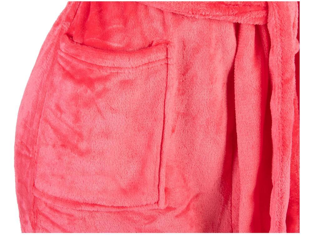 Roupão de Inverno de Microfibra Atlântica Pompom Framboesa com Capuz - 6