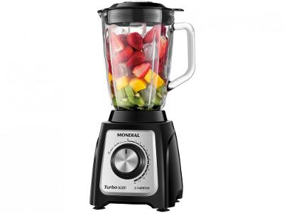 Liquidificador Mondial Turbo Glass L-1400 GI - Copo de Vidro 12 Velocidades 1400W Preto