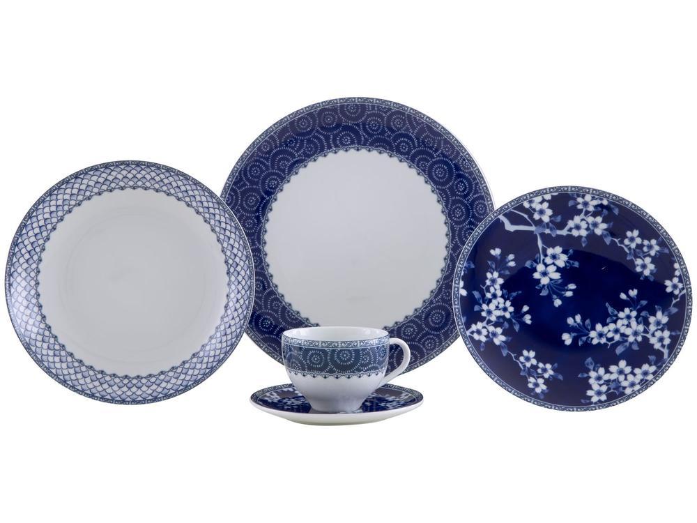 Aparelho de Jantar Sobremesa e Chá 20 Peças Tramontina de Porcelana Azul Redondo Umeko - 3