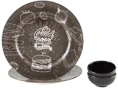 Conjunto para Servir Alleanza Burguer Black 4 Peças