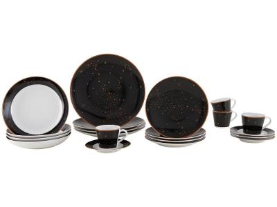 Aparelho de Jantar Sobremesa e Chá 20 Peças Tramontina de Porcelana Preto Redondo Valentina