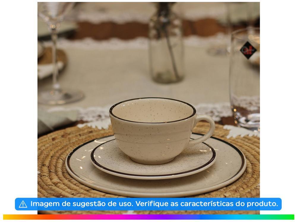 Aparelho de Jantar e Chá 20 Peças Oxford de Cerâmica Bege e Marrom Redondo Unni Brisa - 3