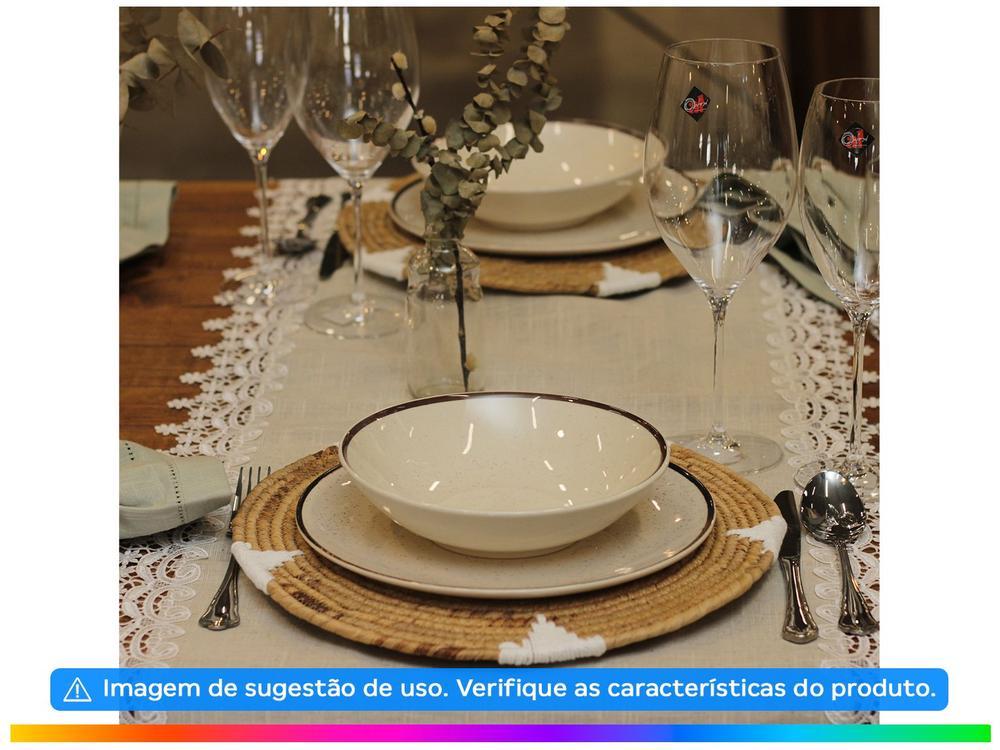 Aparelho de Jantar e Chá 20 Peças Oxford de Cerâmica Bege e Marrom Redondo Unni Brisa - 4