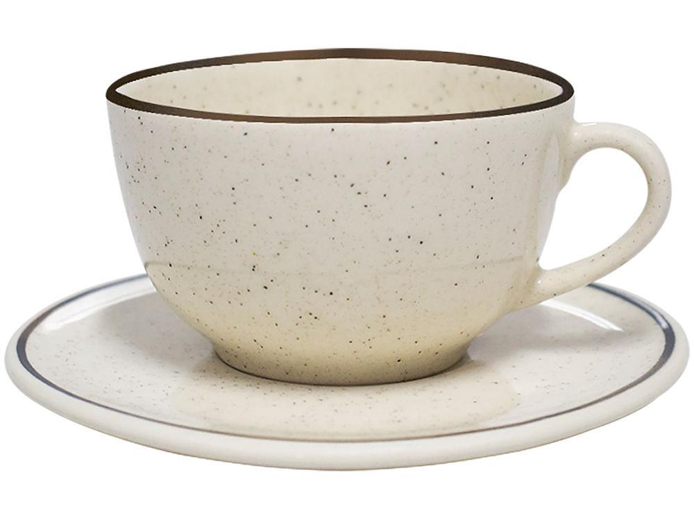 Aparelho de Jantar e Chá 20 Peças Oxford de Cerâmica Bege e Marrom Redondo Unni Brisa - 6