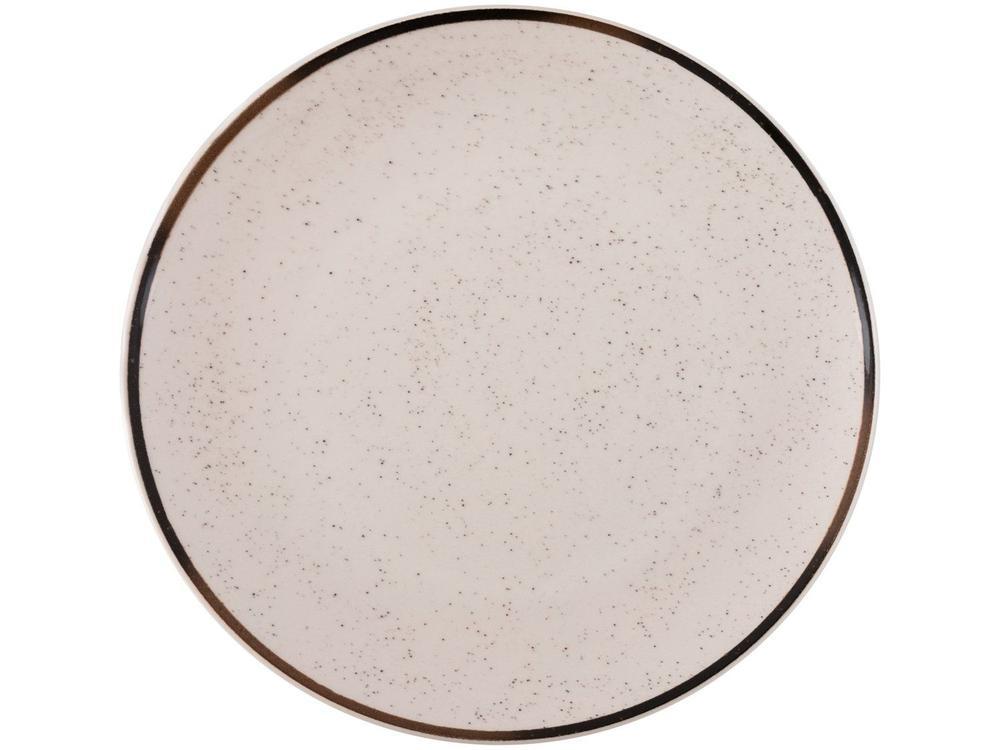 Aparelho de Jantar e Chá 20 Peças Oxford de Cerâmica Bege e Marrom Redondo Unni Brisa - 9