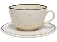 Aparelho de Jantar e Chá 20 Peças Oxford de Cerâmica Bege e Marrom Redondo Unni Brisa - 6