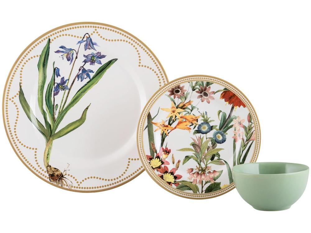 Aparelho de Jantar 12 Peças Alleanza Cerâmica Branco e Verde Água Redondo Bulbo - 3