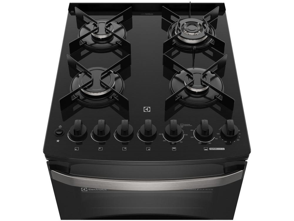 Fogão 4 Bocas Electrolux Preto Mesa de Vidro com Timer VaporBake FE4DP - 6