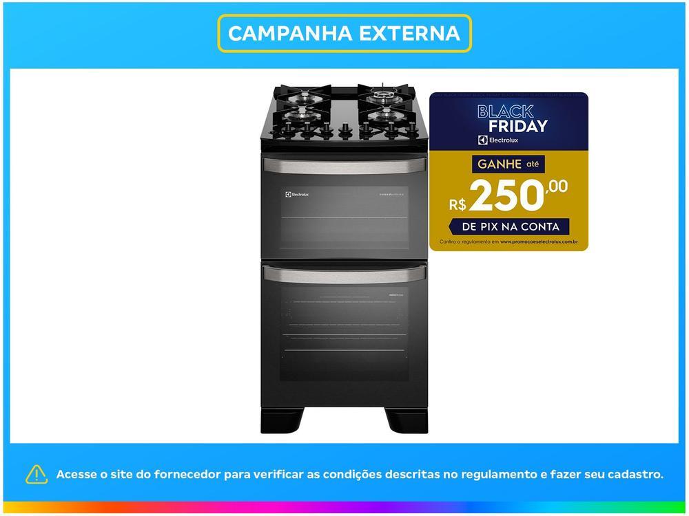 Fogão 4 Bocas Electrolux Preto Mesa de Vidro com Timer VaporBake FE4DP - 14