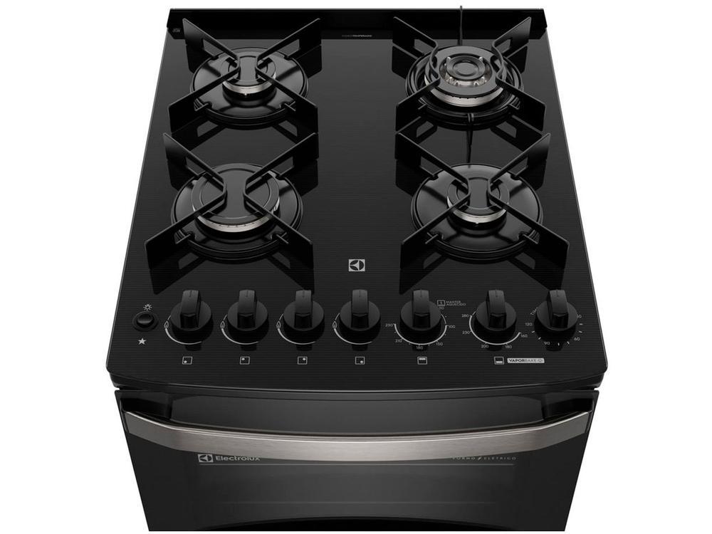 Fogão 4 Bocas Electrolux Preto Mesa de Vidro com Timer VaporBake FE4DP - 6