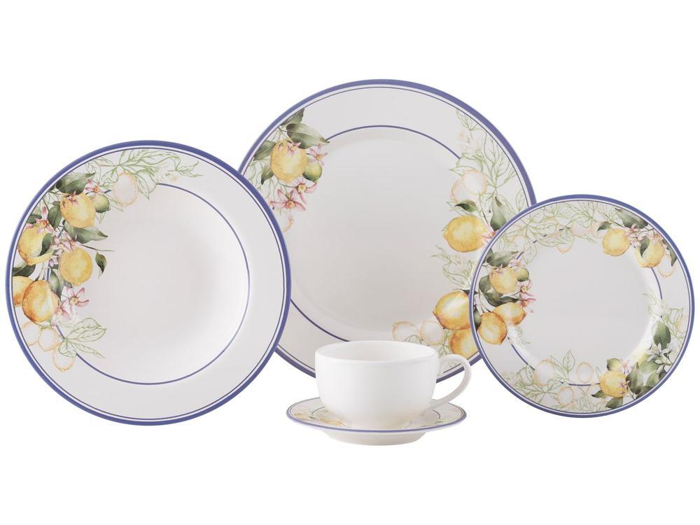 Aparelho de Jantar e Chá 20 Peças Alleanza de Cerâmica Branco e Azul Redondo Sorrento - 3