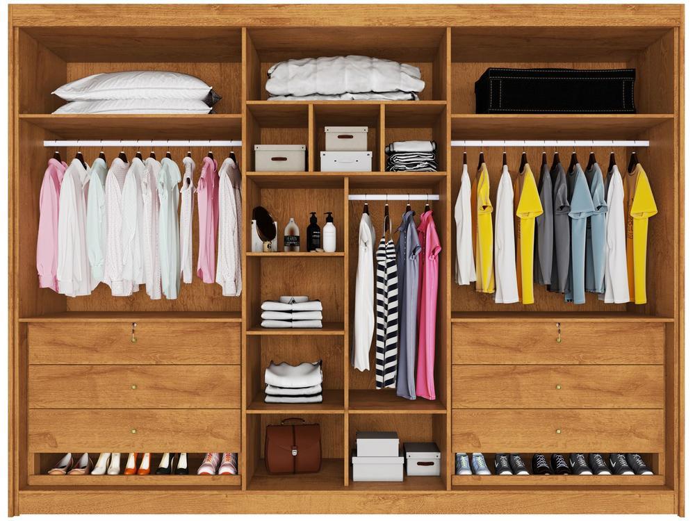 Guarda-roupa Casal com Espelho 6 Portas 6 Gavetas Móveis Europa Ripado Potente - 3