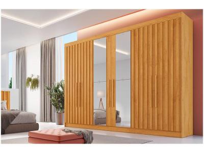 Guarda-roupa Casal com Espelho 6 Portas 6 Gavetas Móveis Europa Ripado Potente