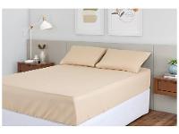 Jogo de Cama Casal 100% Poliéster Marcelino Têxtil Hypercal Bege 3 Peças - 1