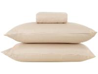 Jogo de Cama Casal 100% Poliéster Marcelino Têxtil Hypercal Bege 3 Peças