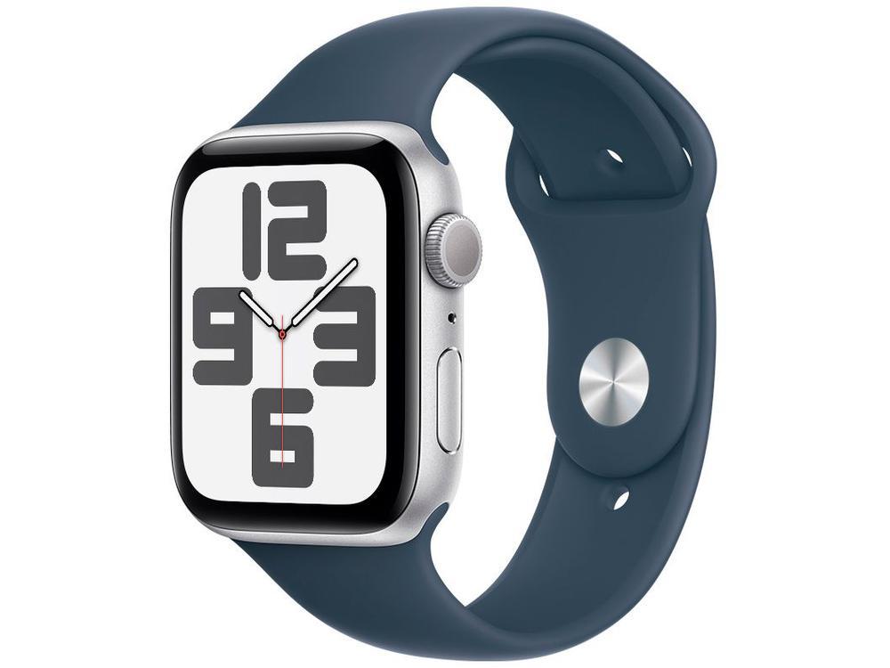 Apple Watch SE GPS Caixa Prateada de Alumínio 44mm Pulseira Esportiva Azul-tempestade P/M - 1