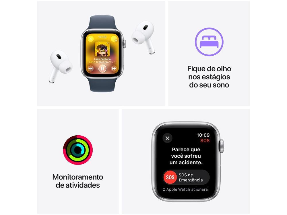 Apple Watch SE GPS Caixa Prateada de Alumínio 44mm Pulseira Esportiva Azul-tempestade P/M - 7