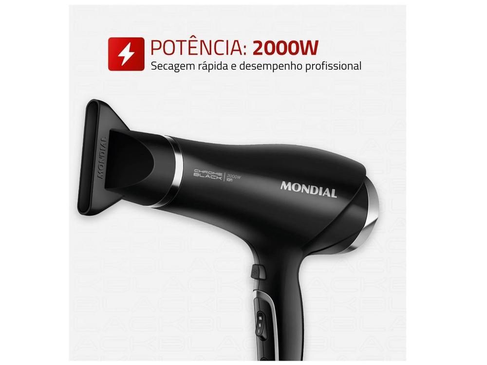 Secador de Cabelo Mondial Tourmaline Íon Preto - 4