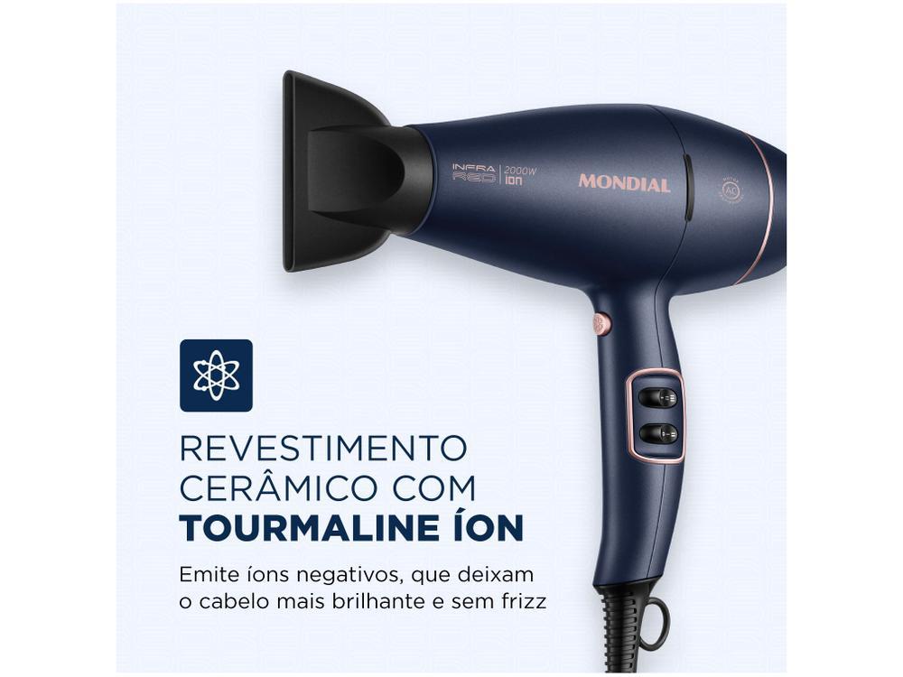 Secador de Cabelo Mondial Infrared Rosé e Azul - 14