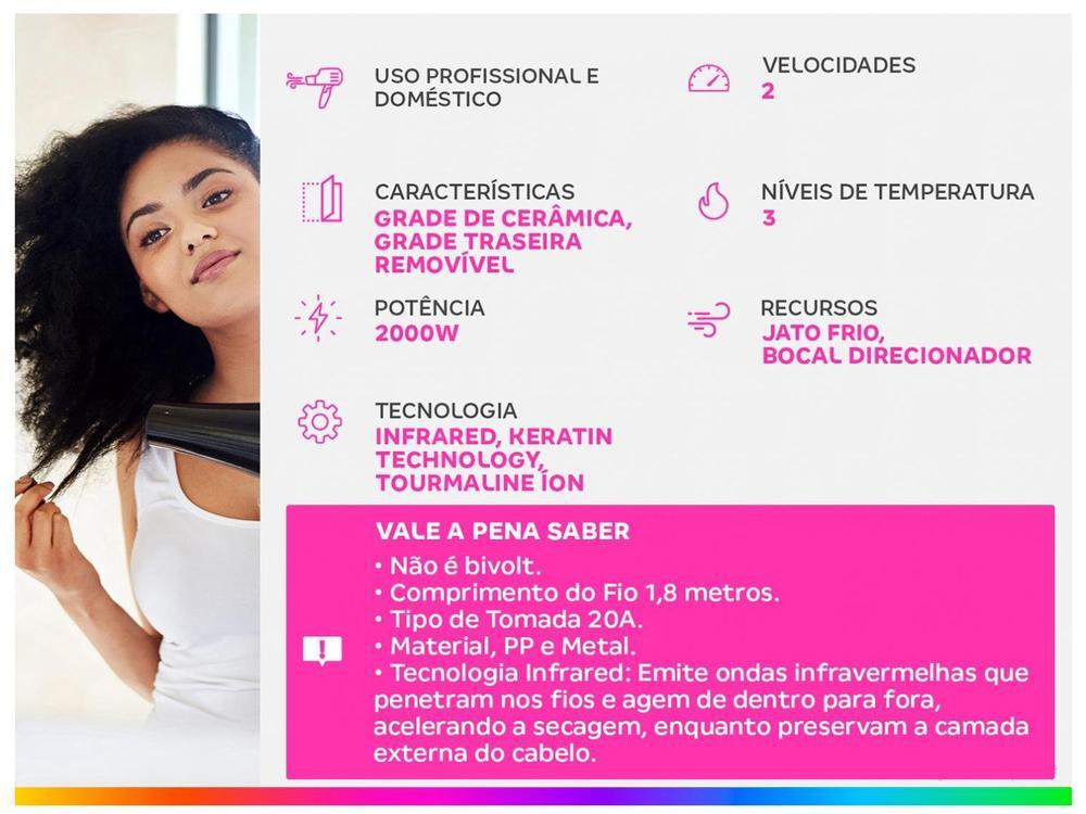 Secador de Cabelo Mondial Infrared Rosé e Azul - 20