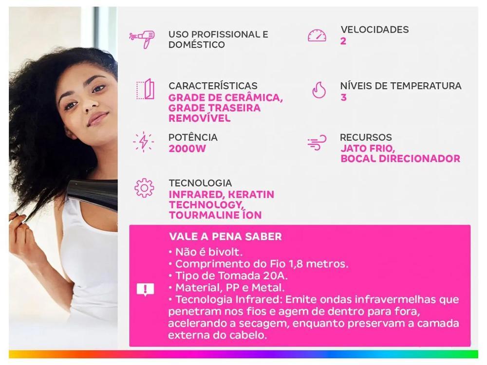 Secador de Cabelo Mondial Infrared Rosé e Azul - 2