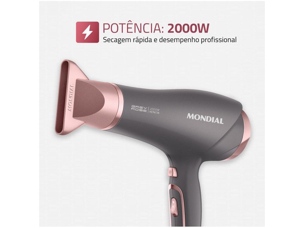 Secador de Cabelo Mondial Keratin Grafite e Rosé - 3