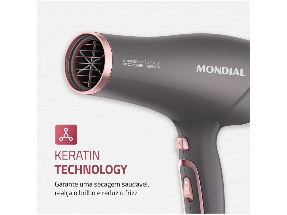 Secador de Cabelo Mondial Keratin Grafite e Rosé - 4