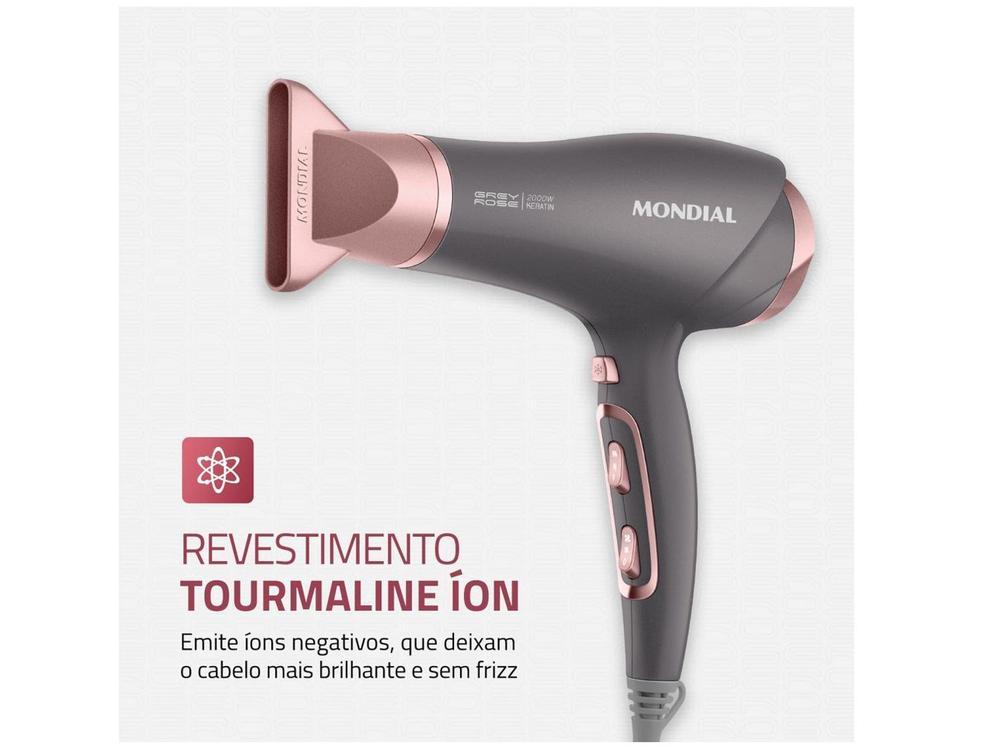 Secador de Cabelo Mondial Keratin Grafite e Rosé - 14
