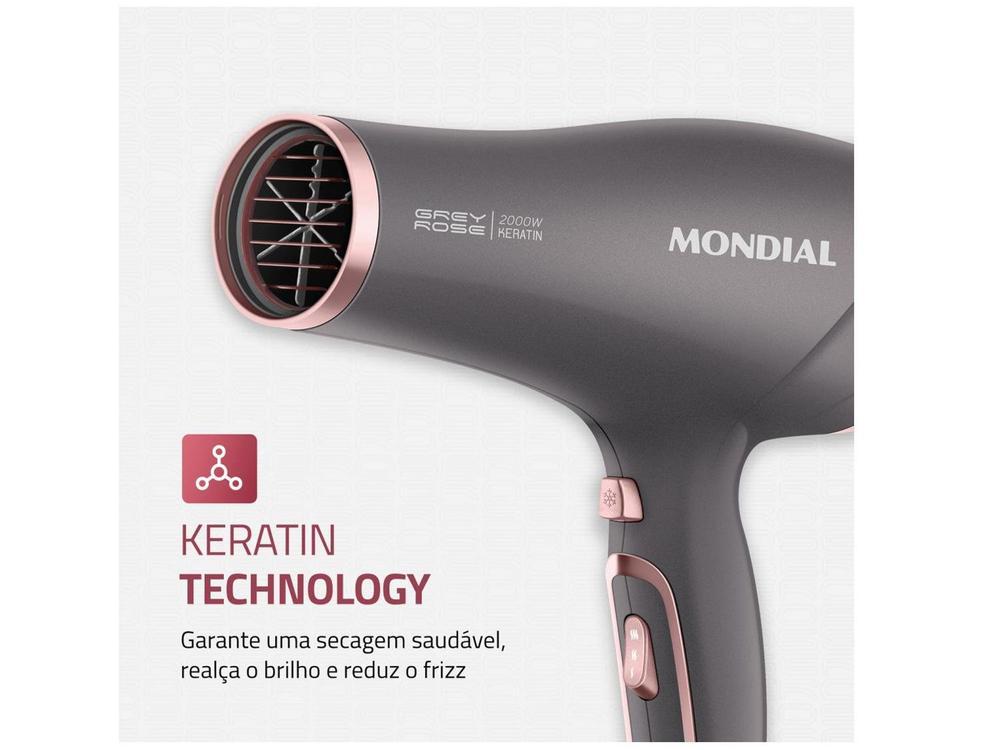 Secador de Cabelo Mondial Keratin Grafite e Rosé - 16
