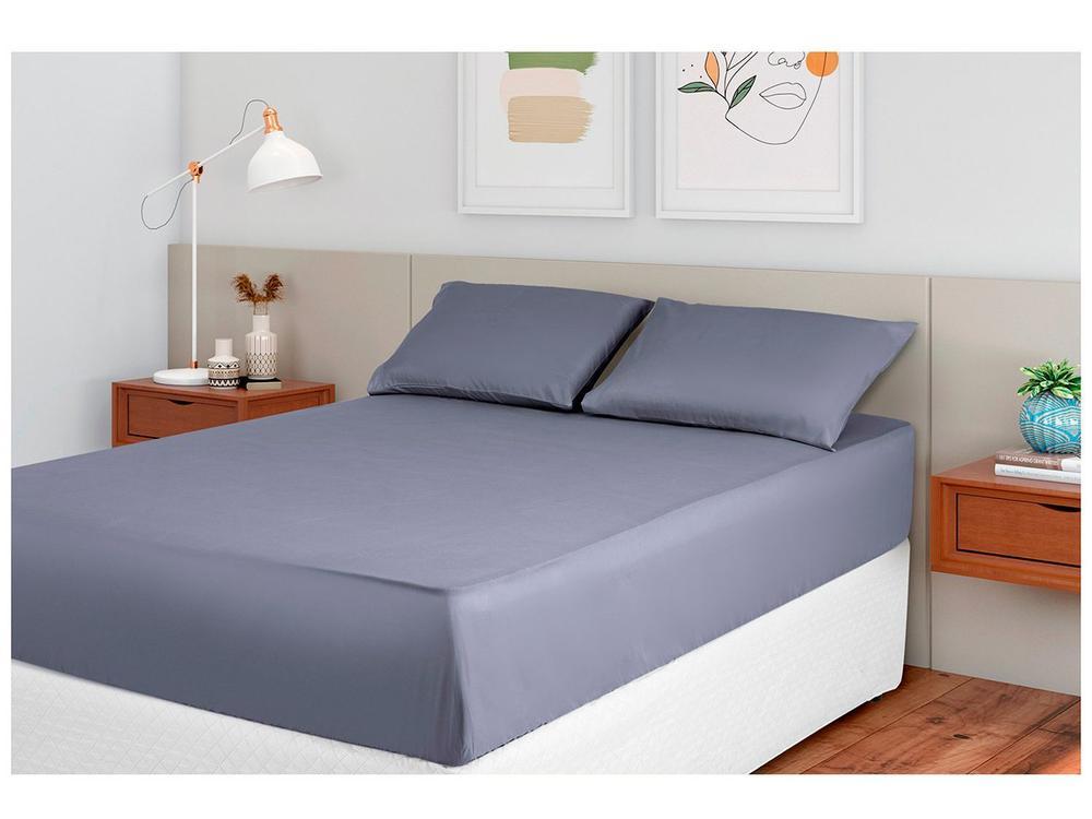 Jogo de Cama Queen 100% Poliéster Marcelino Têxtil Hypercal Cinza 3 Peças - 1