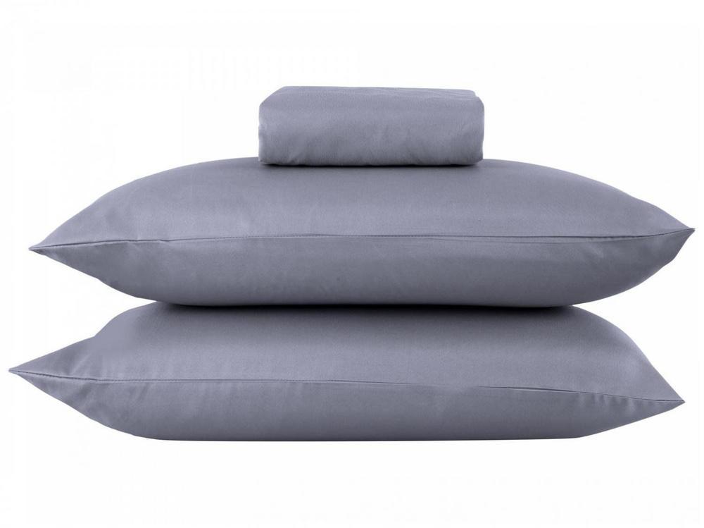 Jogo de Cama Queen 100% Poliéster Marcelino Têxtil Hypercal Cinza 3 Peças - 4