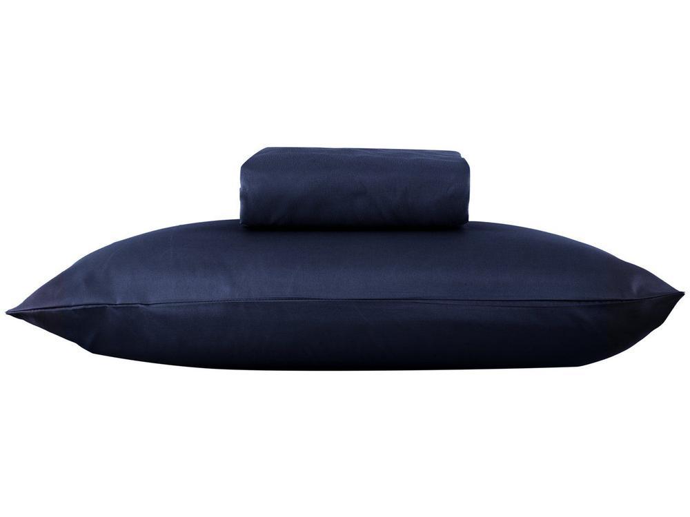 Jogo de Cama Solteiro 100% Poliéster Marcelino Têxtil Hypercal Azul Marinho 2 Peças - 8