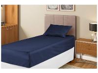 Jogo de Cama Solteiro 100% Poliéster Marcelino Têxtil Hypercal Azul Marinho 2 Peças - 1