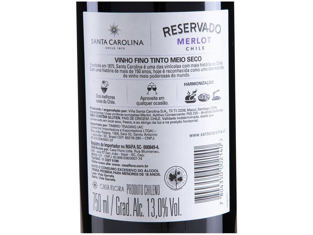 Vinho Tinto Santa Carolina Reservado Merlot Chile 750ml - 8
