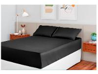 Jogo de Cama Casal 100% Poliéster Marcelino Têxtil Hypercal Preto 3 Peças - 1