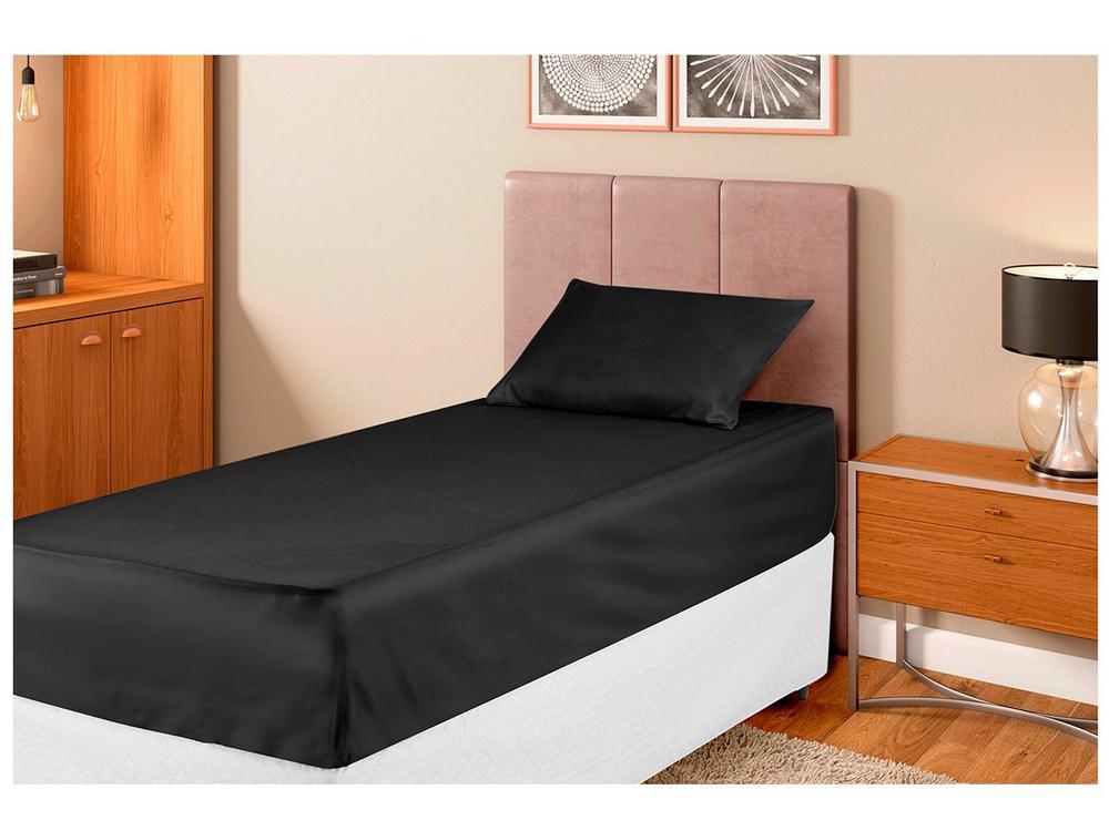 Jogo de Cama Solteiro 100% Poliéster Marcelino Têxtil Hypercal Preto 2 Peças - 1