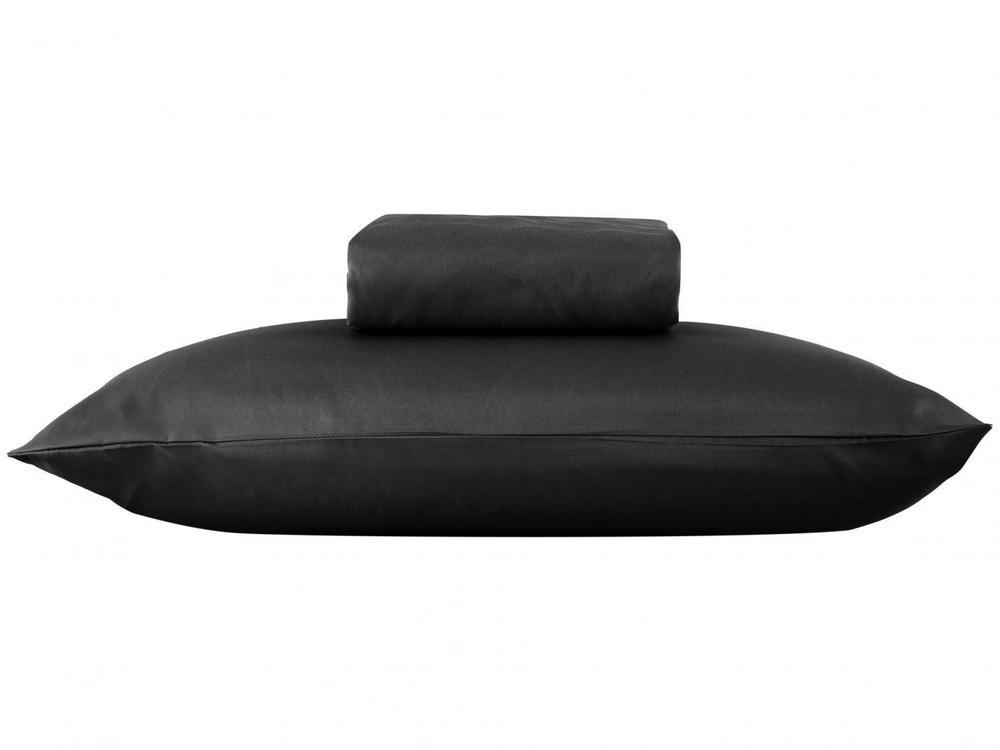 Jogo de Cama Solteiro 100% Poliéster Marcelino Têxtil Hypercal Preto 2 Peças - 4