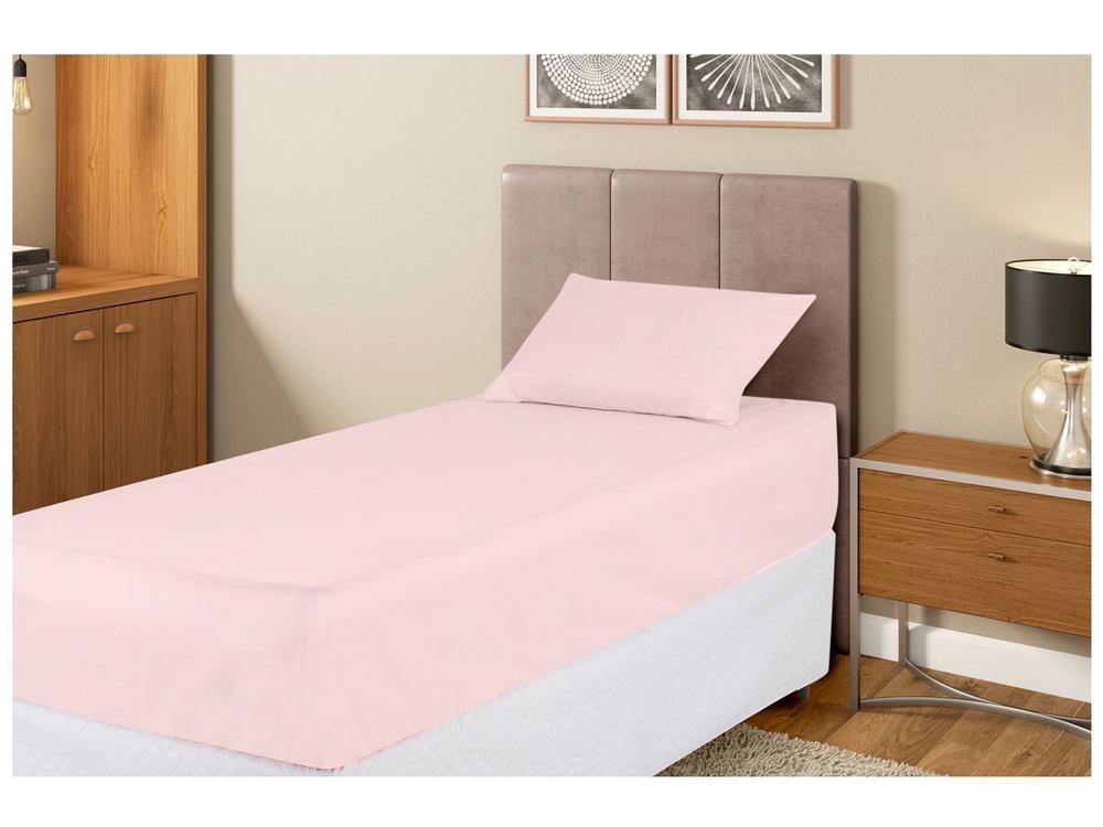 Jogo de Cama Solteiro 100% Poliéster Marcelino Têxtil Hypercal Rosé 2 Peças - 1