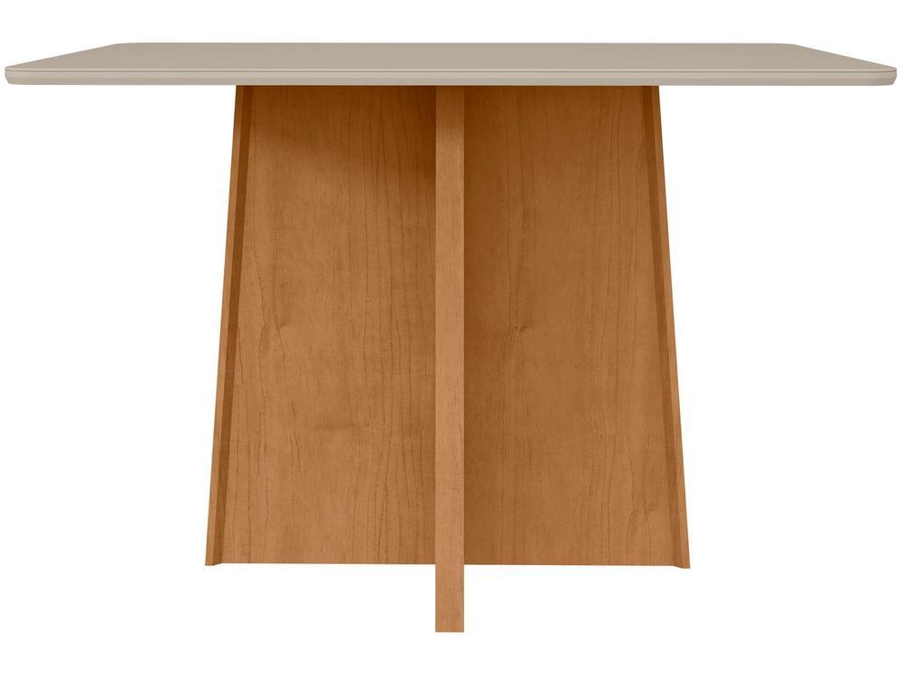 Mesa de Jantar 4 Cadeiras Retangular Branca e Amêndoa Móveis Tampo de Vidro Lopas Celebrare - 5