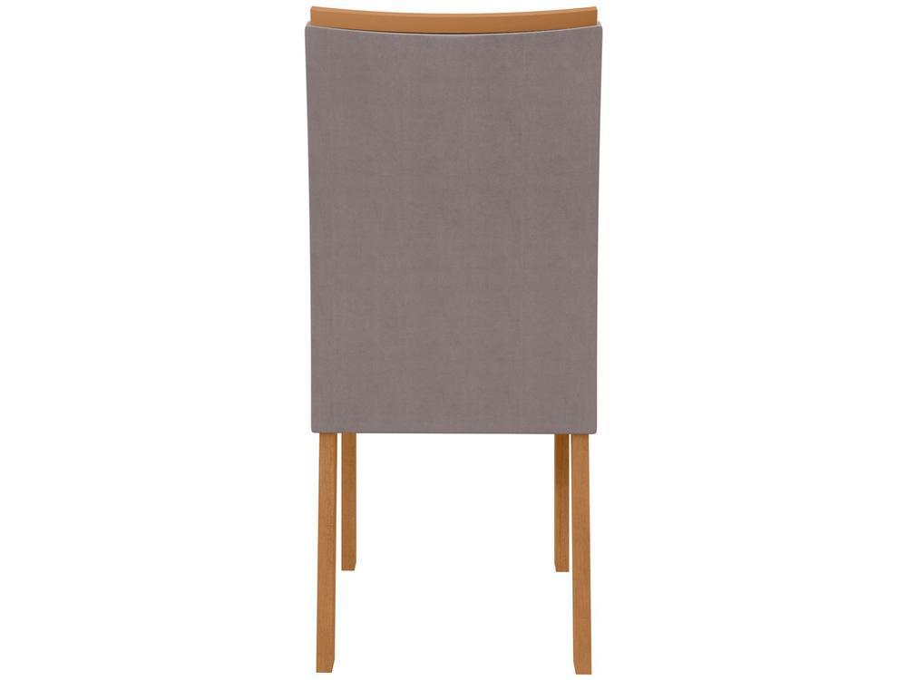 Mesa de Jantar 4 Cadeiras Retangular Branca e Amêndoa Móveis Tampo de Vidro Lopas Celebrare - 7