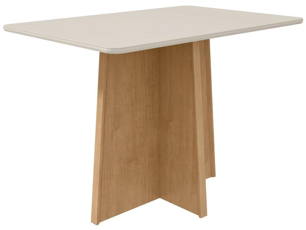 Mesa de Jantar 4 Cadeiras Retangular Branca e Amêndoa Móveis Tampo de Vidro Lopas Celebrare - 4