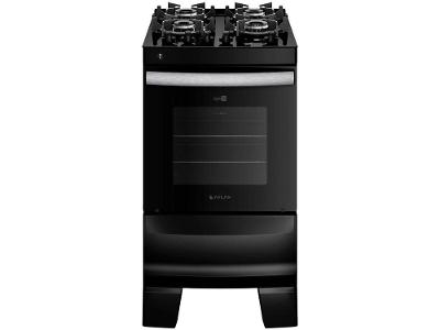 Fogão 4 Bocas Atlas Preto Mesa Vidro Glass Agile UP