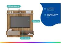 Painel para TV até 65" Caemmun Boreal 1.8 1 Prateleira - 2