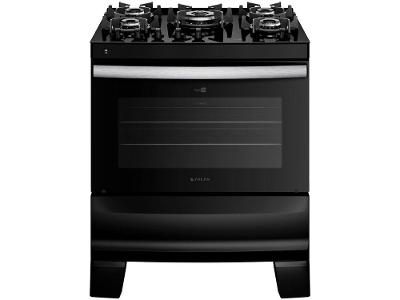 Fogão 5 Bocas Atlas Preto Mesa de Vidro Glass Agile UP