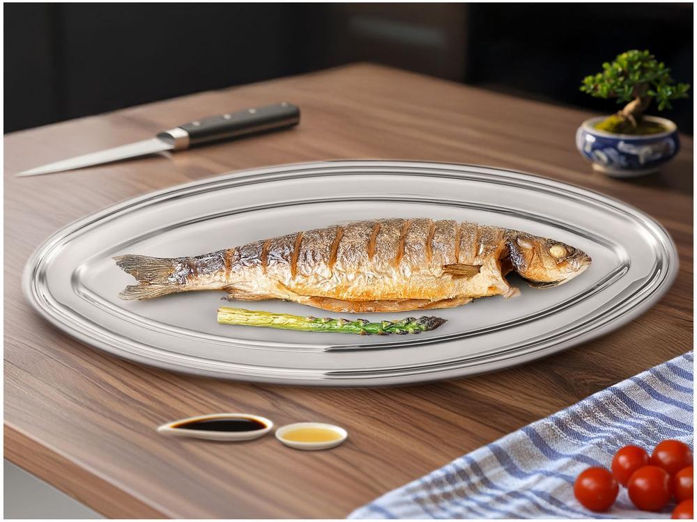 Travessa de Inox Oval 30,5x3x70cm Wolff Liso - 2
