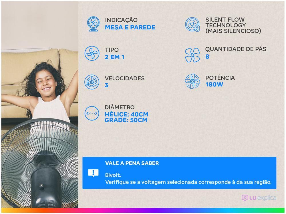 Ventilador 2 em 1 Wap Flow Turbo 50cm 8 Pás 3 Velocidades Preto e Cinza - 2